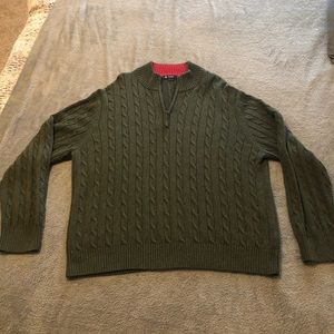 Cremieux Green 1/4 Zip Knitted Pullover Mens Size XL